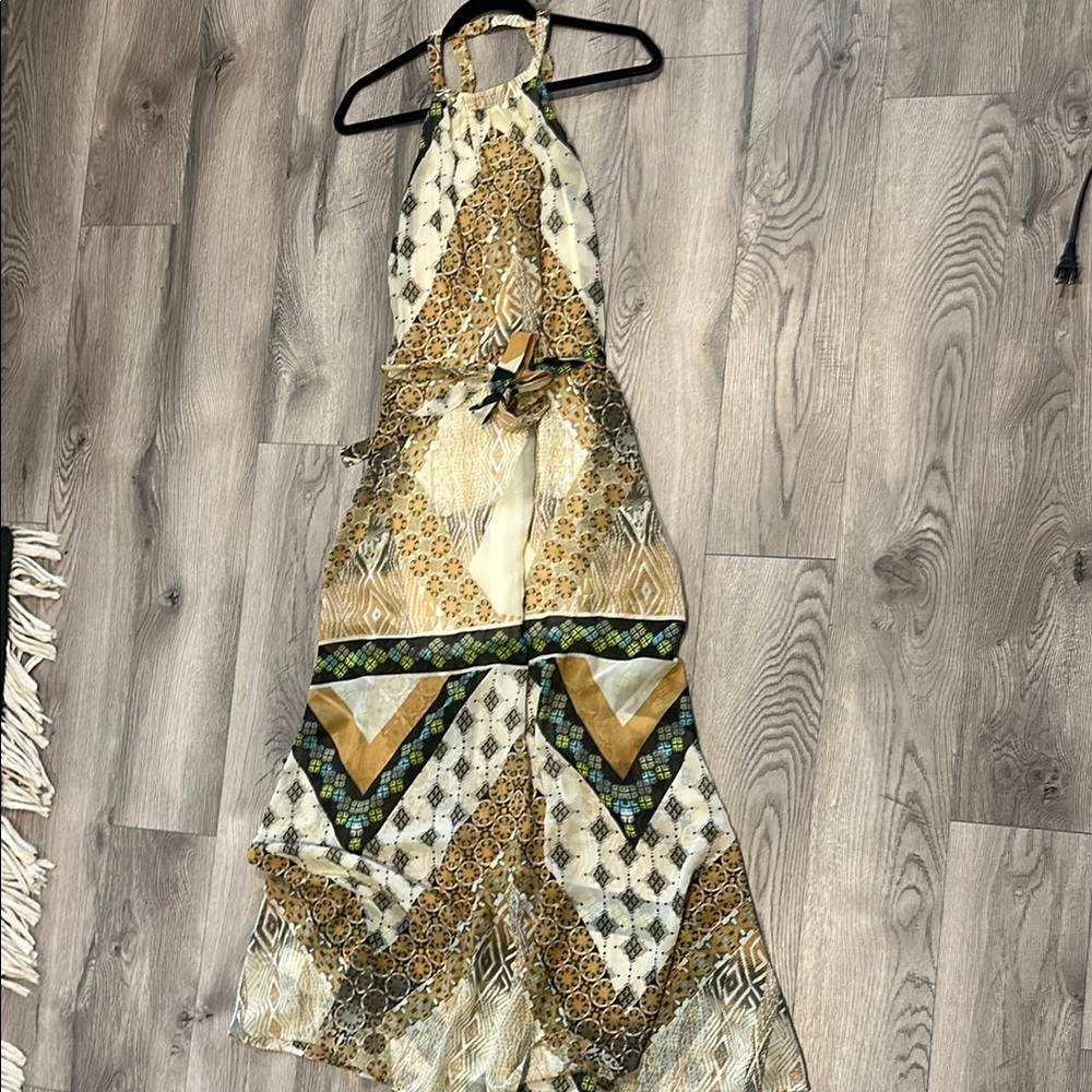 Bohemian Maxi Dress with Geometric Patterns